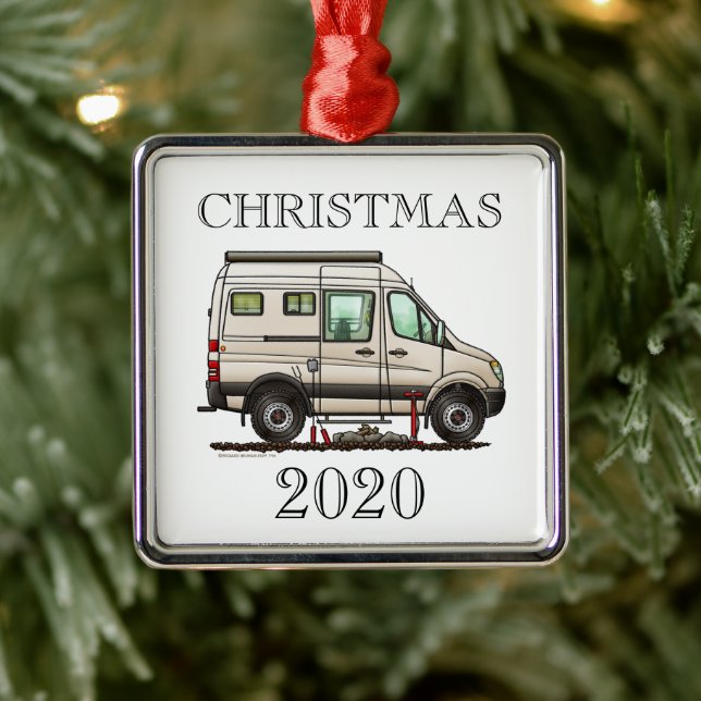 Sprinter Camper Van RV Happy Camper Ornament Aus Metall (Baum)