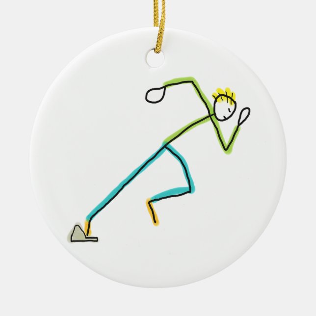 Sprinter Stickman Keramik Ornament (Vorne)