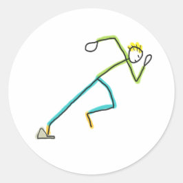 Sprinter Stickman Runder Aufkleber