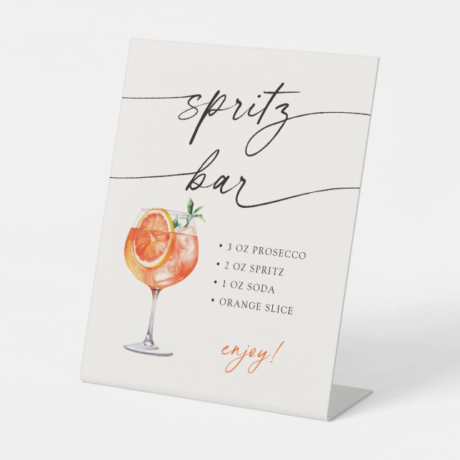 Spritz Bar Modern Calligraphy Table Sign  Sockelschild (Vorderseite)