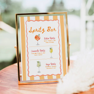Spritz-Bar-Schild mit welligem Streifendruck Poster