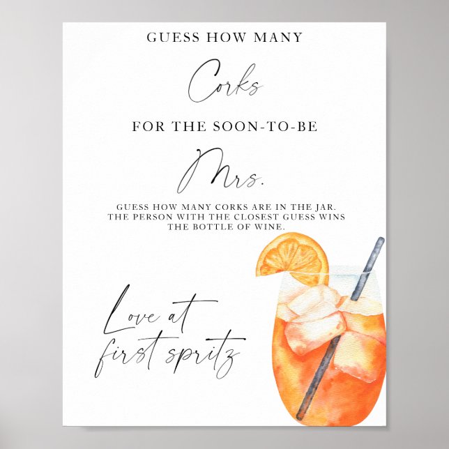 Spritz Brautparty schätzt wie viele Korks Poster (Vorne)
