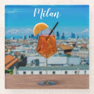 Spritz Cocktail auf einem Tisch mit Blick auf Mail Glasuntersetzer