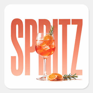 Spritz Luxus-Cocktail-Editorial-Grafik  Quadratischer Aufkleber