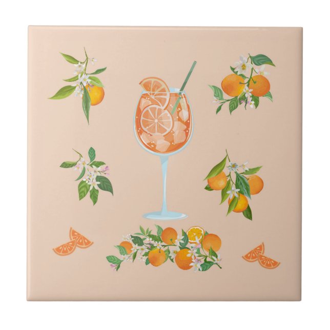 Spritz Sommer Geburtstag Fliese (Vorderseite)