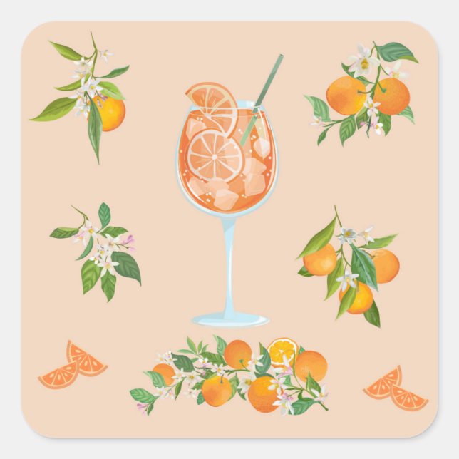 Spritz Sommer Geburtstag Quadratischer Aufkleber (Vorderseite)