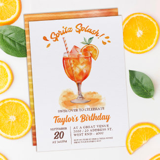 Spritz Splash Watercolor Cocktail Pool Party Einladung