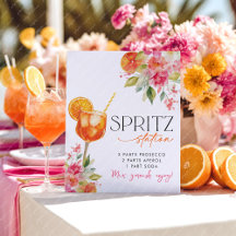 Spritz Station Pedestal Sign Citrus Brautparty