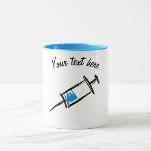 Spritze, handgezogen. Injektion, Arzt, Krankenschw Tasse