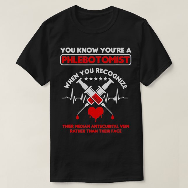Spritze Phlebotomist Phlebotomie Doctor Heart Puls T-Shirt (Design vorne)