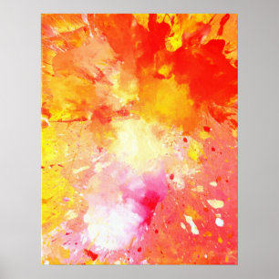 "Spritzen-" rosa und orange abstrakter Poster