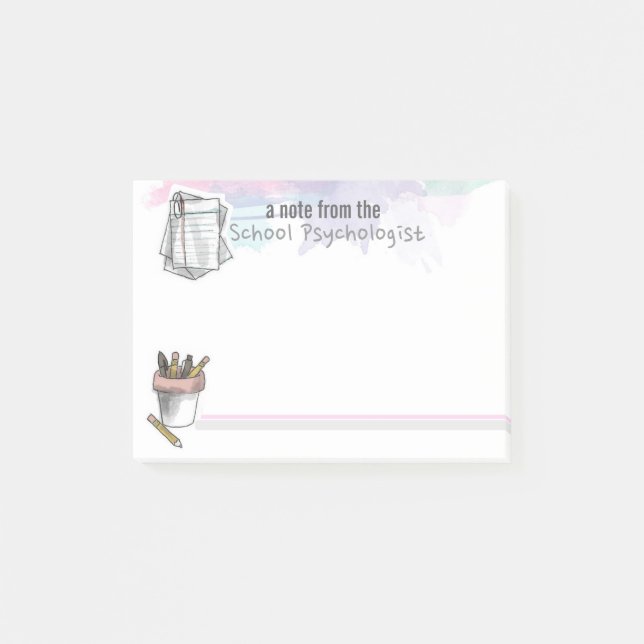 Spritzen von Aquarell-Schulpsychologe-Post-It Post-it Klebezettel (Vorderseite)