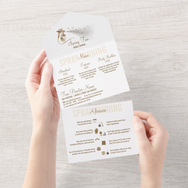 Spritzen von Bräunungsdiensten nach der Behandlung All In One Einladung (Abreißen)