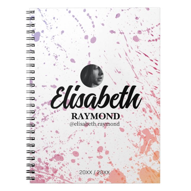 Spritzer Aquarell Foto und Name Notizblock (Vorderseite)