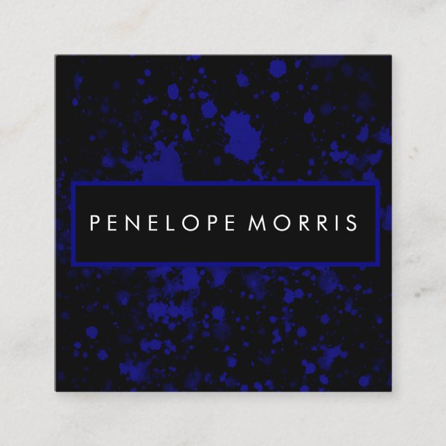 Spritzer Beauty Stylist Blau und Schwarz Quadratische Visitenkarte (Vorderseite)
