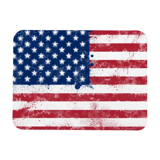 Spritzer bemalt Flagge der USA Magnet (Horizontal)