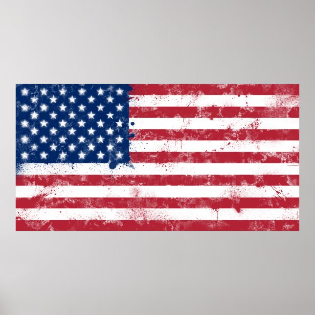 Spritzer bemalt Flagge der USA Poster (Vorne)