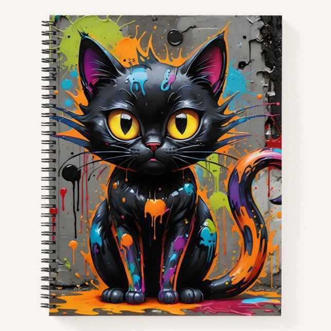 Spritzer Cat Black Rainbow Bullet Notebook Notizbuch (Vorderseite)