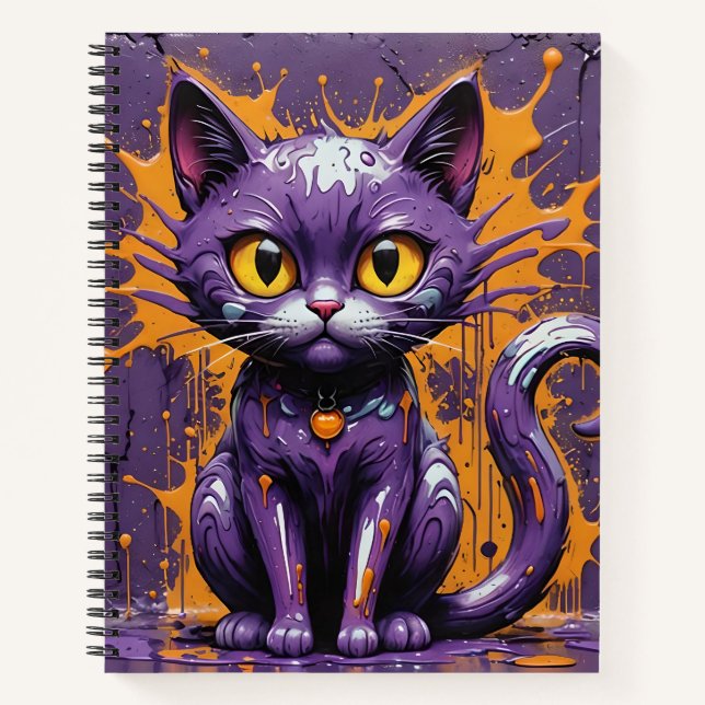 Spritzer Cat Orange/Lila Bullet Line Notebook Notizbuch (Vorderseite)