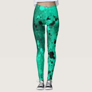 Spritzer-Effekt Grün/Schwarz Leggings