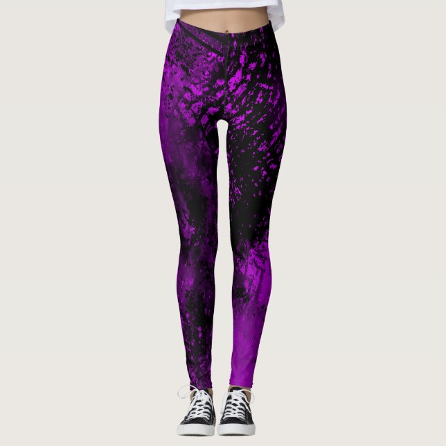 Spritzer-Effekt Lila und schwarz Leggings (Vorderseite)