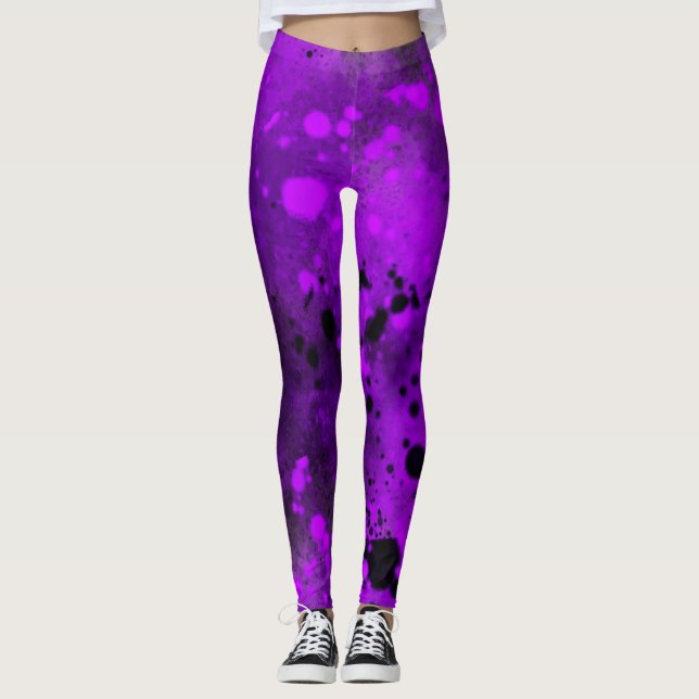 Spritzer-Effekt Lila und schwarz Leggings (Vorderseite)