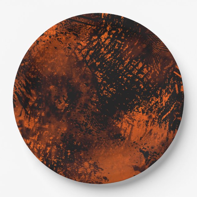 Spritzer-Effekt Orange & Black Pappteller (Vorderseite)