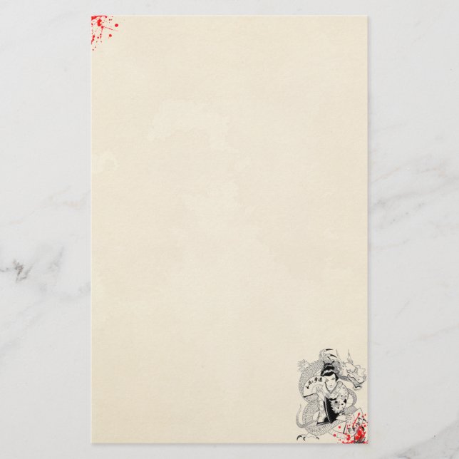 Spritzer geishi mit Fan Dragon tattoo alt Briefpapier (Vorderseite)