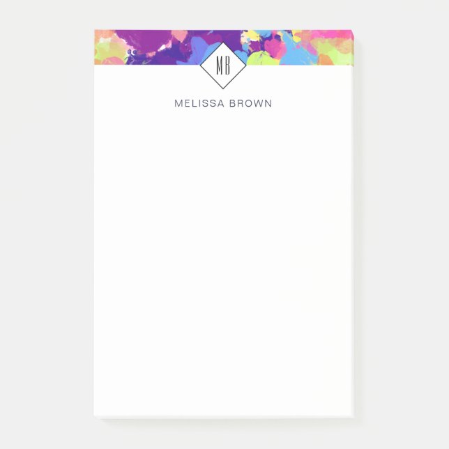 Spritzer in Aquarellfarben Abstrakt Lila Post-it Klebezettel (Vorderseite)