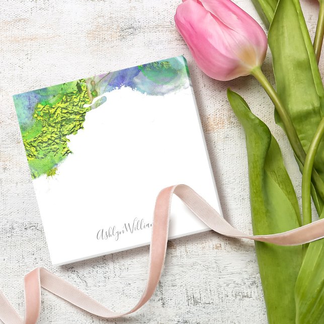 Spritzer in Aquarellfarben, modernes Blau und Aqua Post-it Klebezettel (Von Creator hochgeladen)