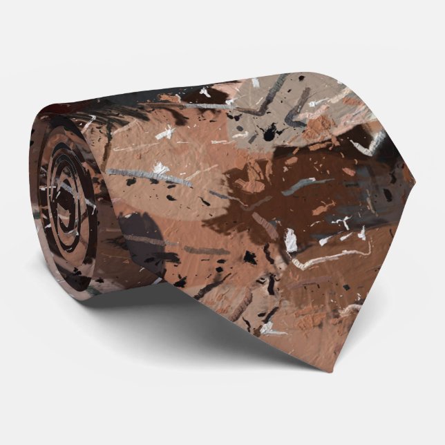 Spritzer in Grau, Braun und Schwarz Krawatte (Gerollt)