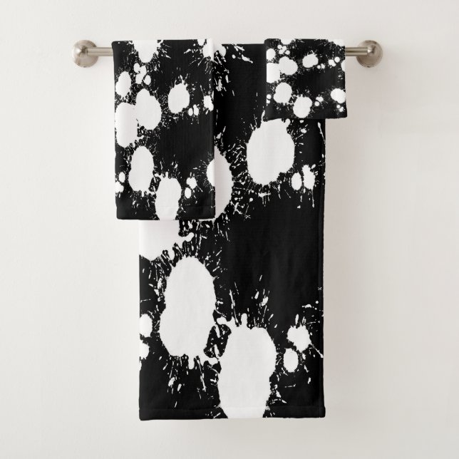 Spritzer in Schwarz und Weiß Badhandtuch Set (Insitu)