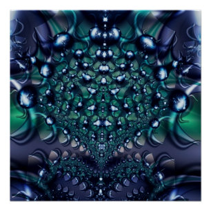 Spritzer Kunst des Lila und grünen Fraktals Poster