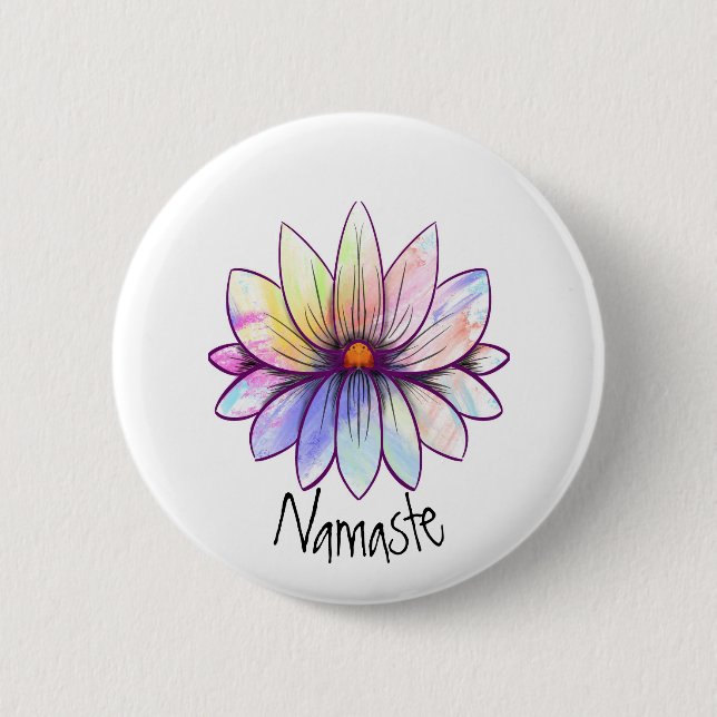 Spritzer Lotus Blume Namaste Schaltfläche Button (Vorderseite)