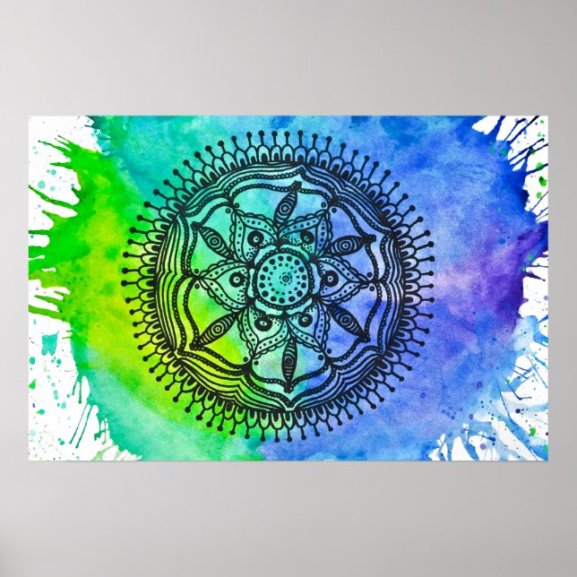 Spritzer Mandala Poster. Poster (Vorne)