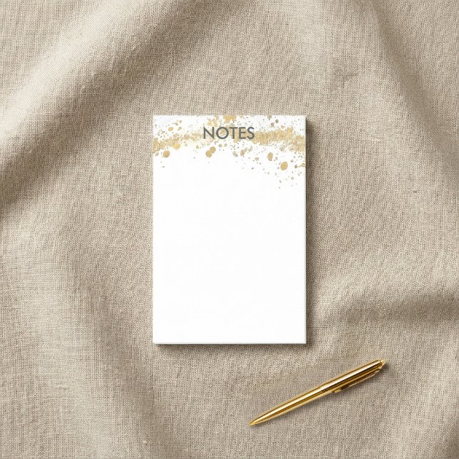 Spritzer Minimalistisch Post-it Klebezettel (Gold paint Splatter Minimalist Post-it Notes.)