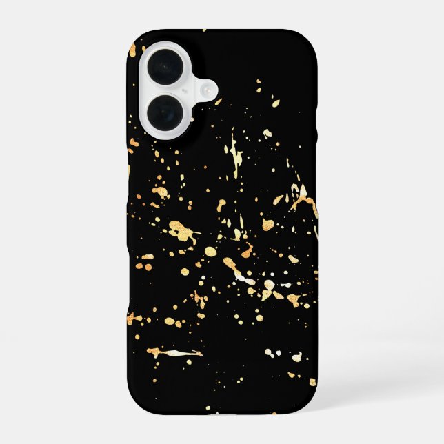 Spritzer mit Goldfarbe auf schwarz iPhone 16 Hülle (Rückseite)