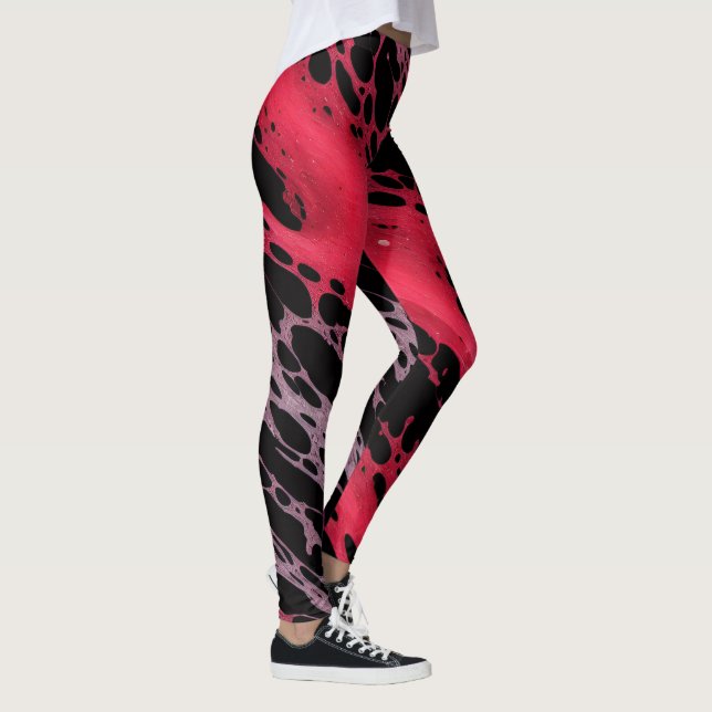 Spritzer mit roten und violetten Farben Abstrakte  Leggings (Rechts)