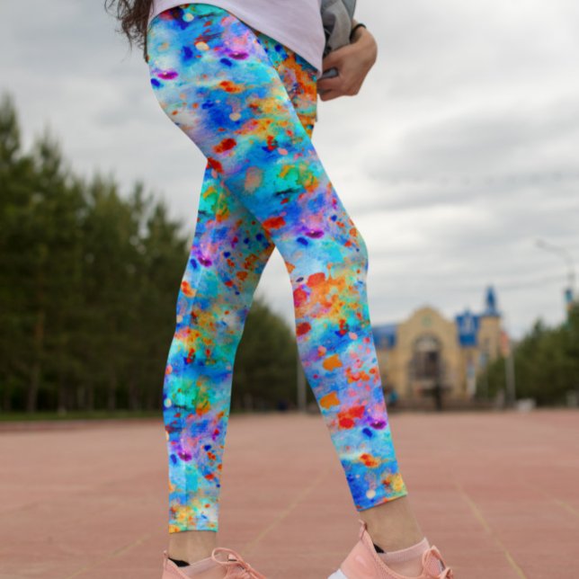 Spritzer Paint Rainbow of Bright Color Background Leggings (Von Creator hochgeladen)