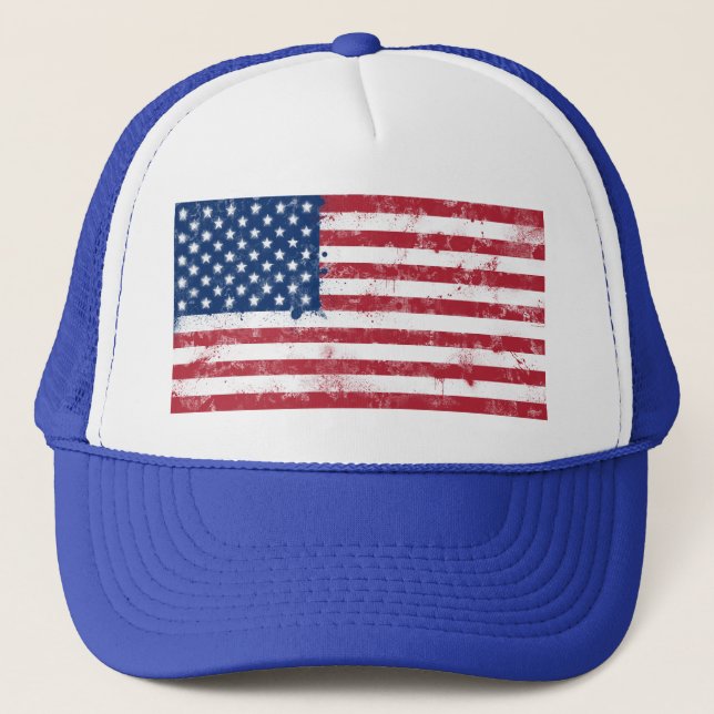 Spritzer Painted American Flag Truckerkappe (Vorderseite)