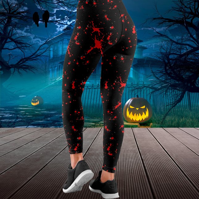 Spritzer Rot und Schwarz Halloween Leggings (Blood Splatter Red & Black Halloween Leggings)