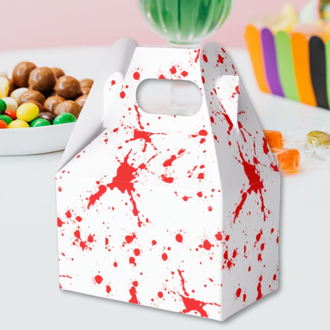 Spritzer Rot & Weiß Halloween Geschenkschachtel (Blood Splatter Red & White Halloween Favor Box)