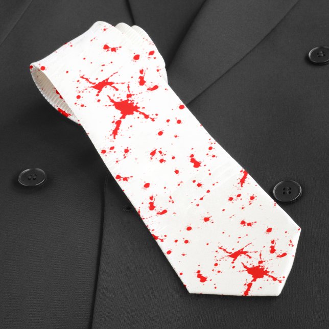 Spritzer Rot & Weiß Halloween Krawatte (Blood Splatter Red & White Halloween Neck Tie)