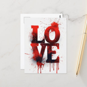 Spritzer Rotes Blut LIEBE Valentine Postkarte