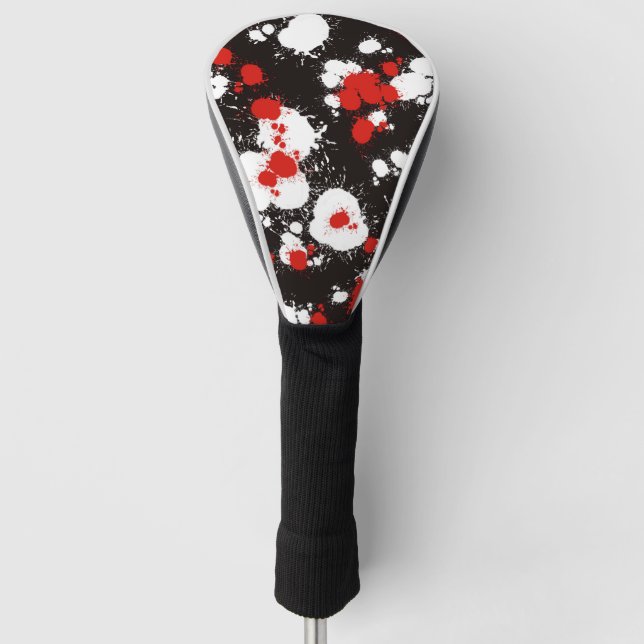 Spritzer Schwarz, Weiß und Rot Golf Headcover (Vorderseite)