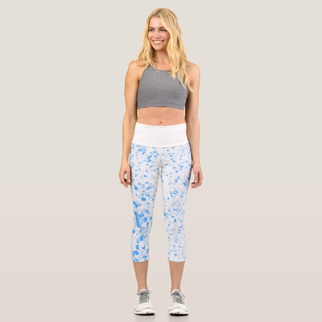 Spritzer Texture - Blau Capri Leggings (Vorderseite)