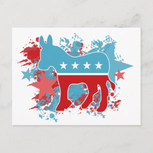 Spritzer von Red and Blue Paint, Demokrat, Donkey Postkarte
