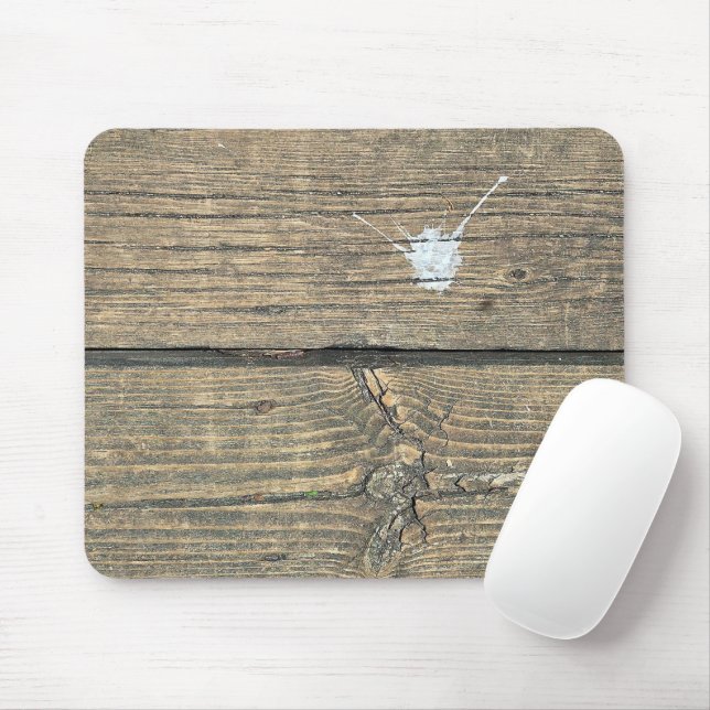 Spritzer von Vogelabfällen auf gewittertem Holz Mousepad (Mit Mouse)