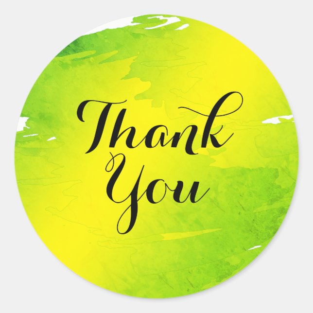Spritzer Wasserfarbe Danke, Grün Abstrakt Runder Aufkleber (Vorderseite)