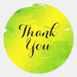 Spritzer Wasserfarbe Danke, Grün Abstrakt Runder Aufkleber